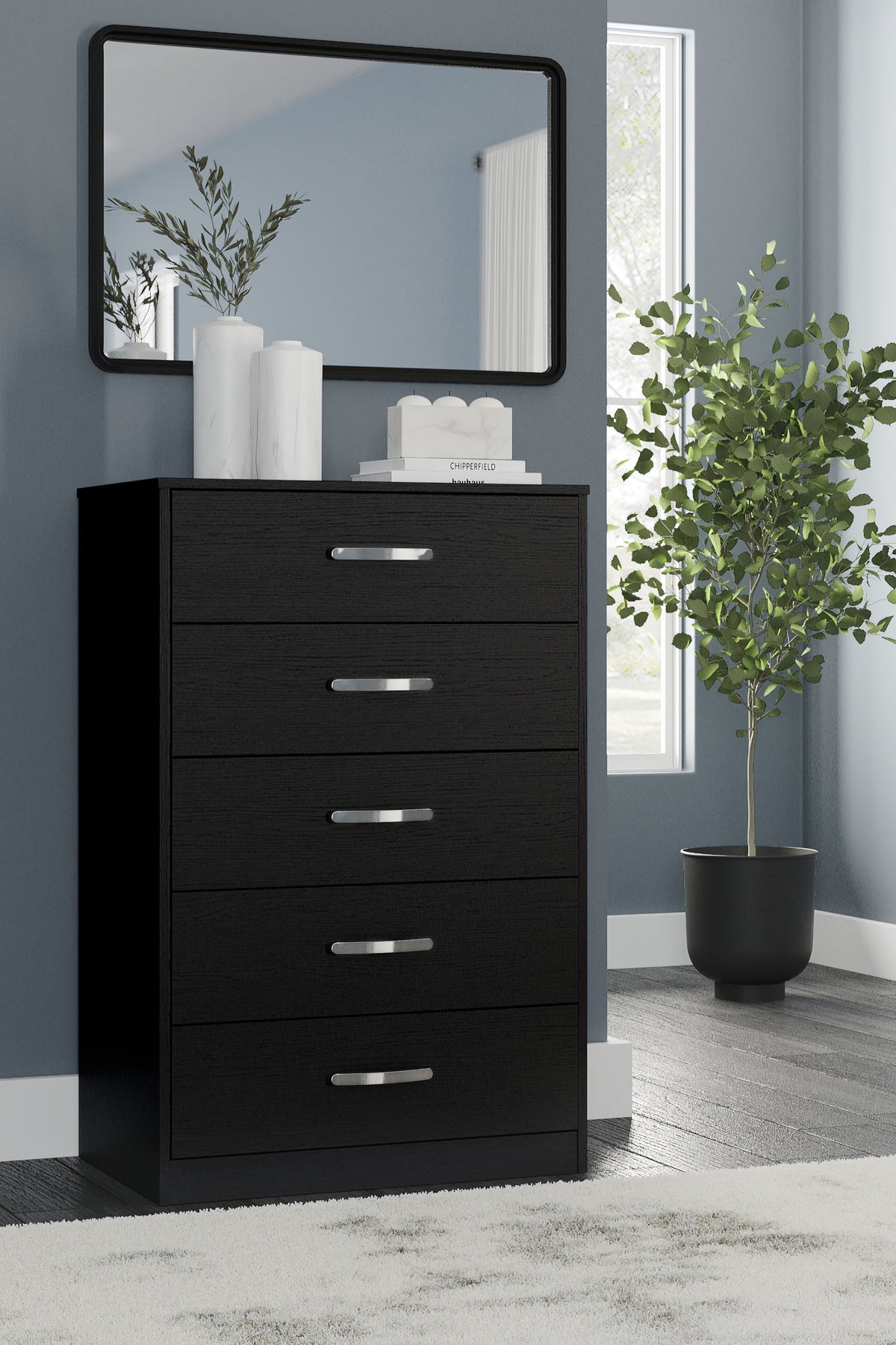 Finch - Five Drawer Chest - 46" Height - Black by Ashley – view 4