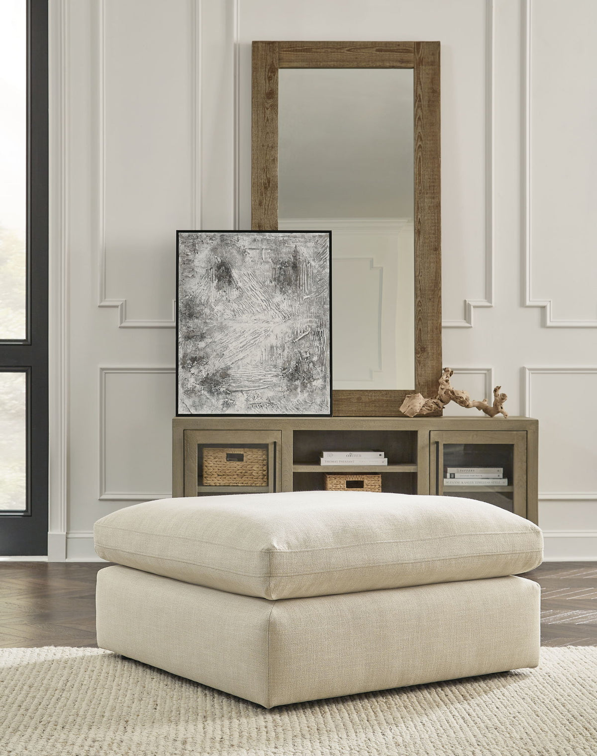 Elyza - Oversized Accent Ottoman - Linen – view 3
