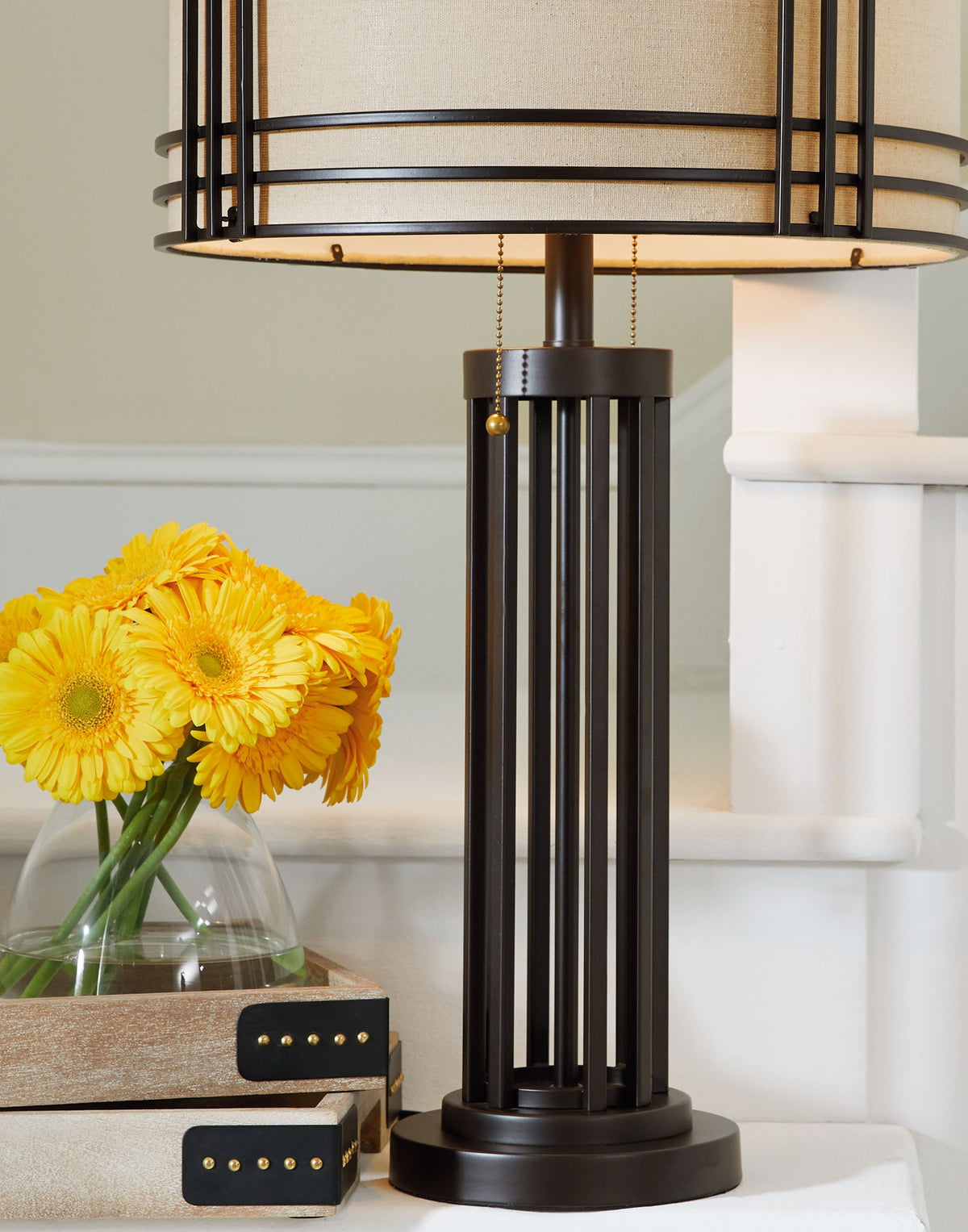 Hanswell - Metal Table Lamp  - Dark Brown by Ashley – view 2