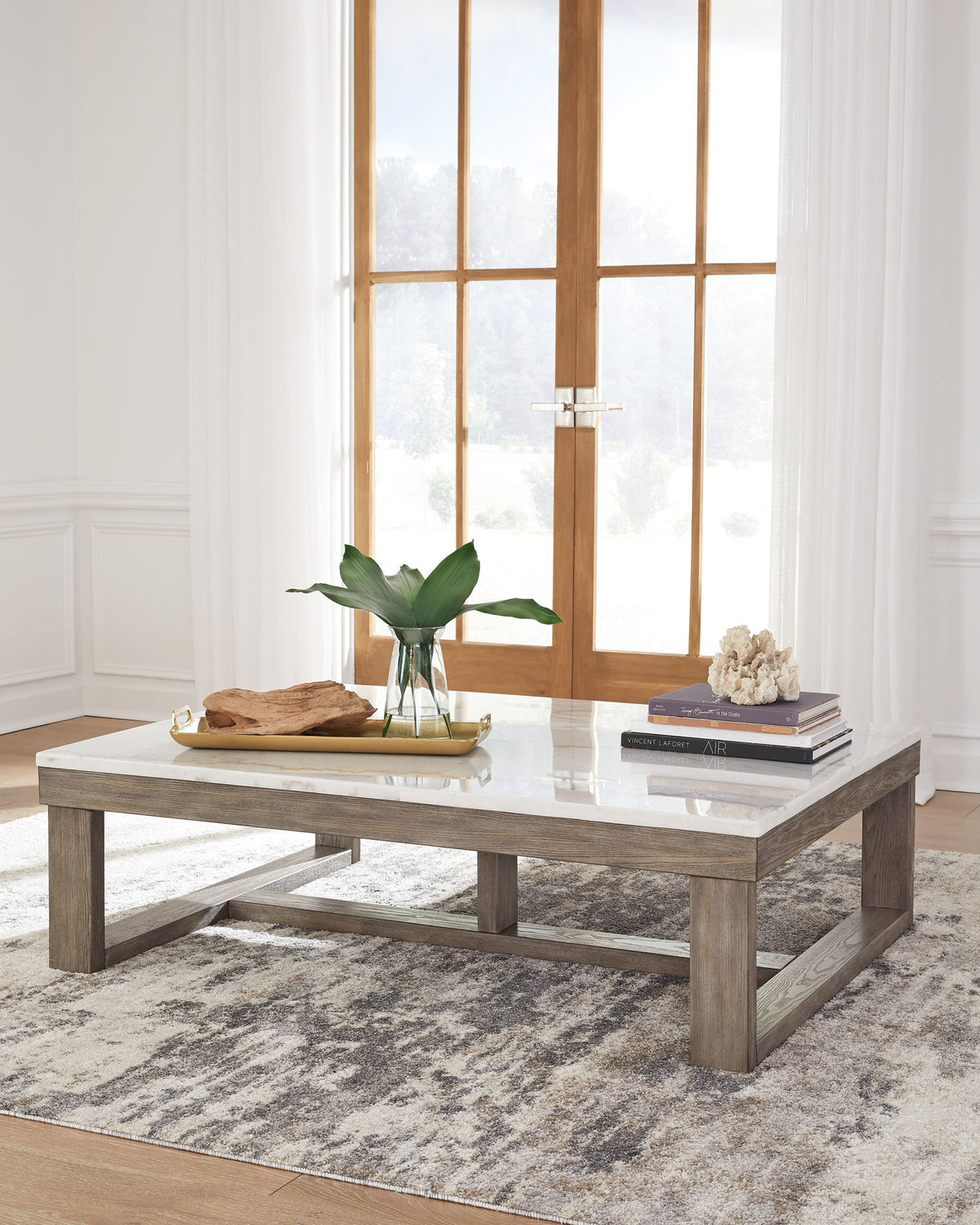 Loyaska - Rectangular Cocktail Table - Brown / Ivory by Ashley – view 4