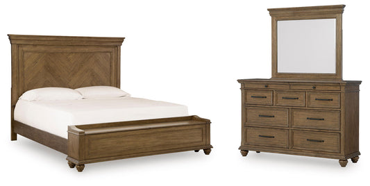 Karallin - 3 Pc. - Queen Panel Storage Bed, Dresser And Mirror - Medium Brown – 3 Piece Bedroom Sets