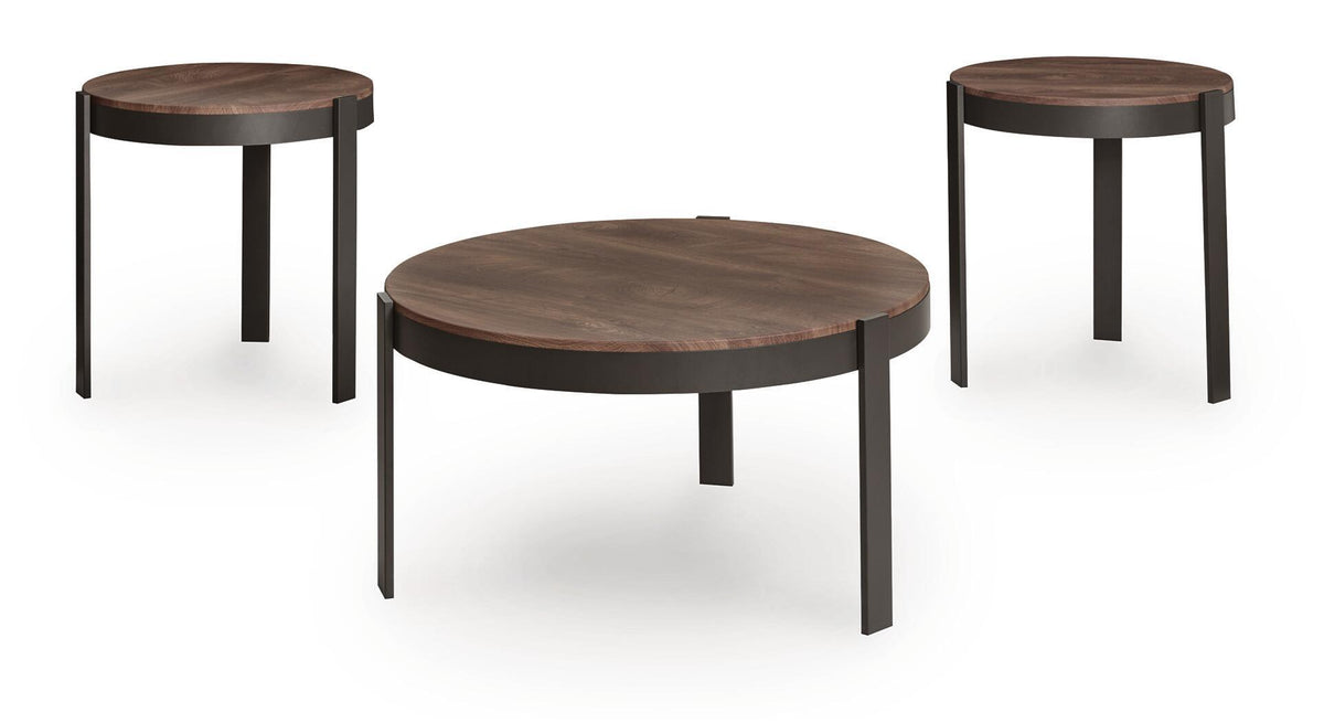 Horizon Hills - Occasional Table Set (Set of 3) - Brown / Black by Ashley – Table Sets