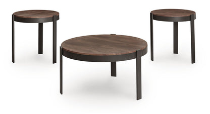 Horizon Hills - Occasional Table Set (Set of 3) - Brown / Black by Ashley – Table Sets