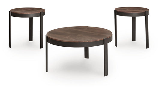 Horizon Hills - Occasional Table Set (Set of 3) - Brown / Black by Ashley – Table Sets