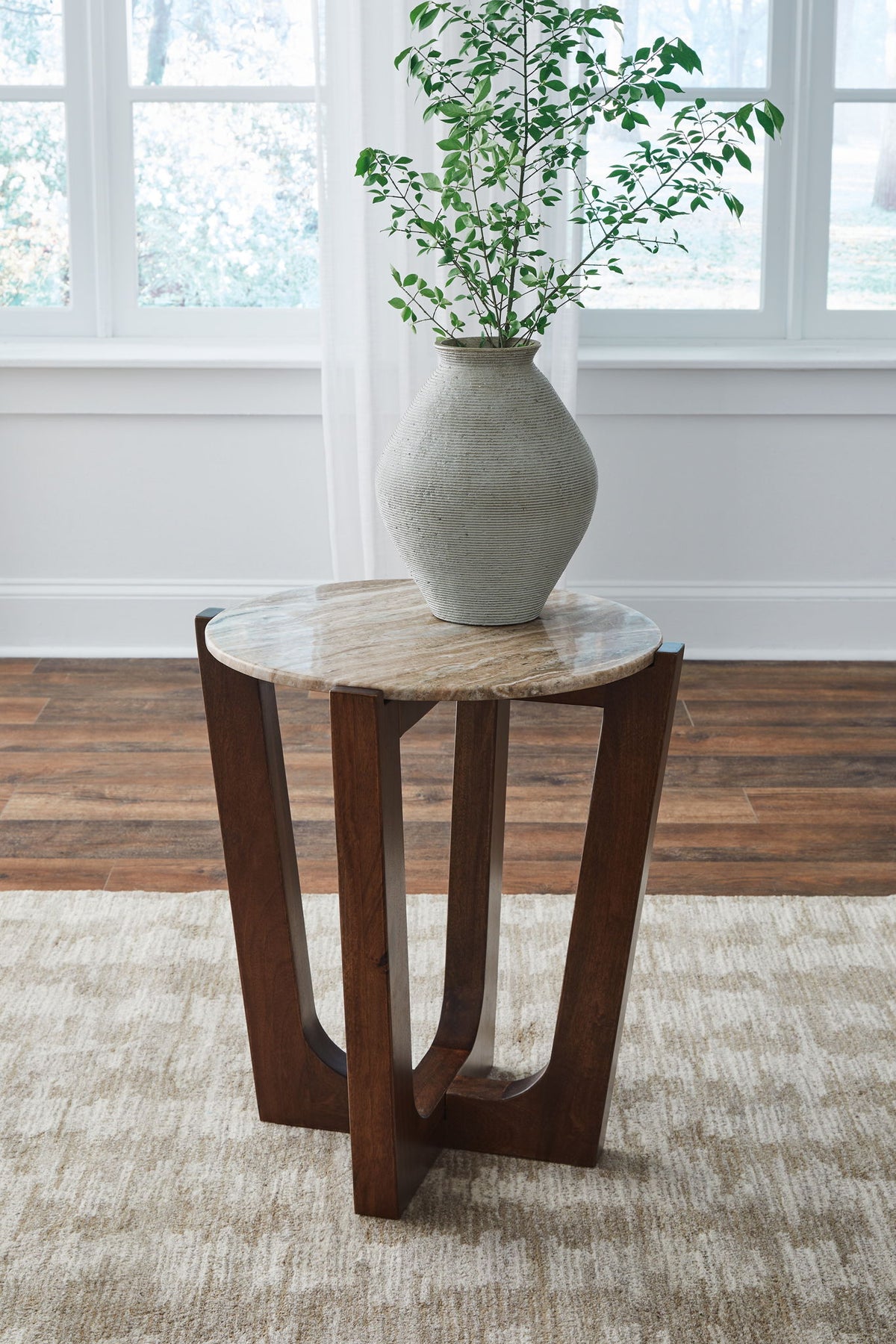 Tanidore - Round End Table - Warm Brown by Ashley – view 2