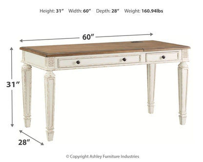 Realyn - Home Office Lift Top Desk - White / Brown by Ashley – view 2