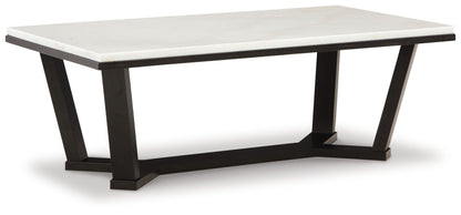 Fostead - Rectangular Cocktail Table - White / Espresso by Ashley – Cocktail Tables