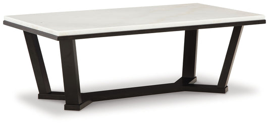Fostead - Rectangular Cocktail Table - White / Espresso by Ashley – Cocktail Tables