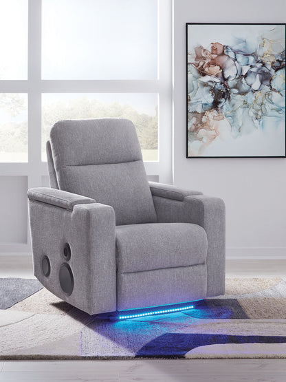 Pineland - Glider Power Recliner With Audio System - Pewter by Ashley – view 4