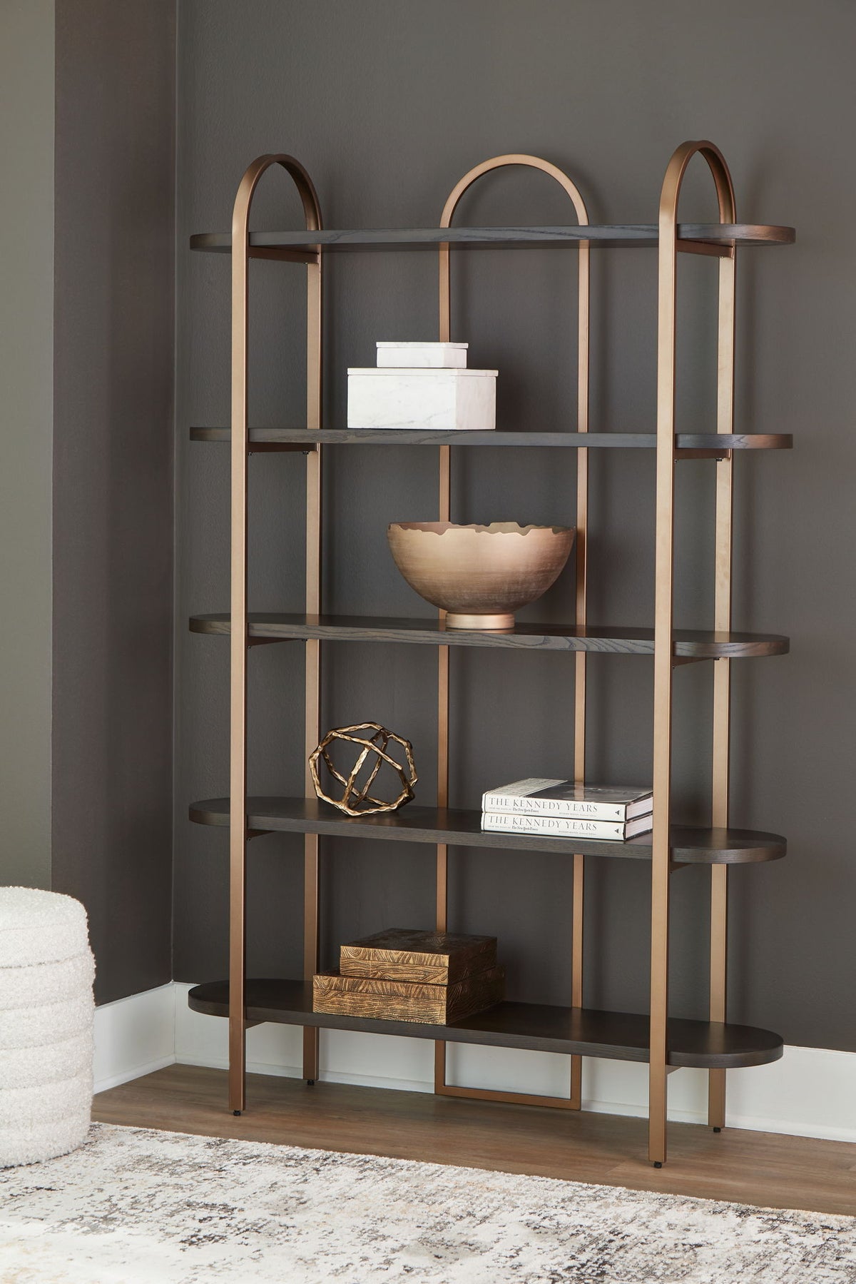 Brentmour - Bookcase - Brown / Gold Finish by Ashley – view 4