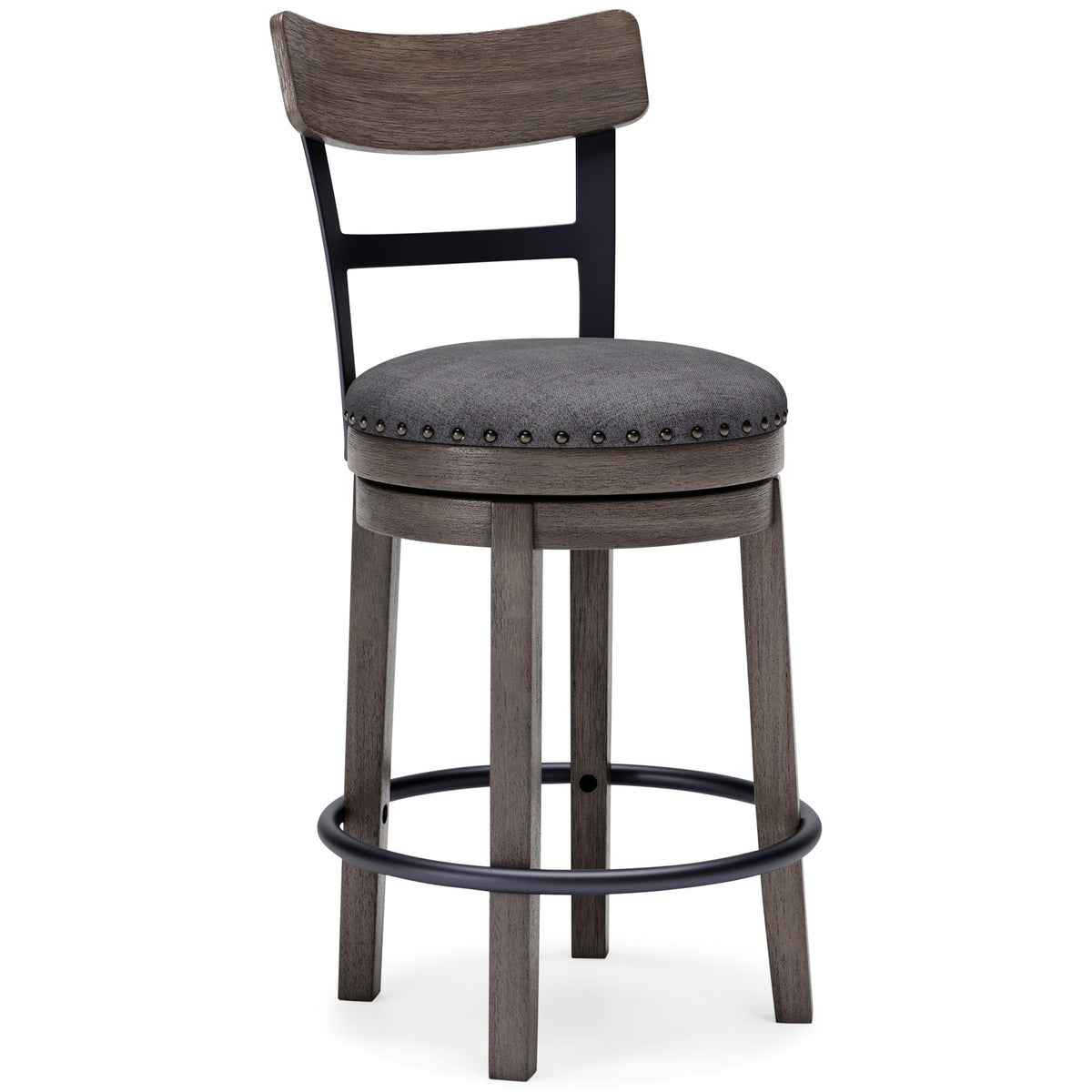 Caitbrook - UPH Swivel Barstool - Gray by Ashley – Counter Height (24"-27")