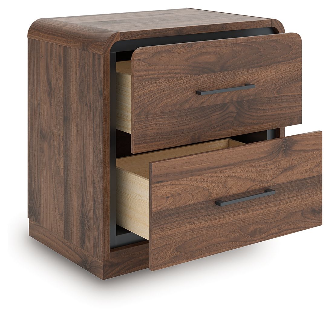 Fortlorn - Two Drawer Night Stand - Walnut Brown by Ashley – view 3