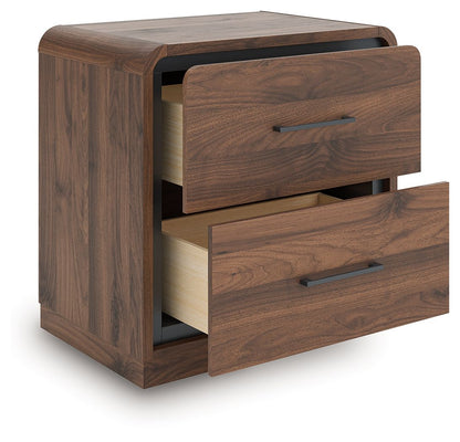 Fortlorn - Two Drawer Night Stand - Walnut Brown by Ashley – view 3
