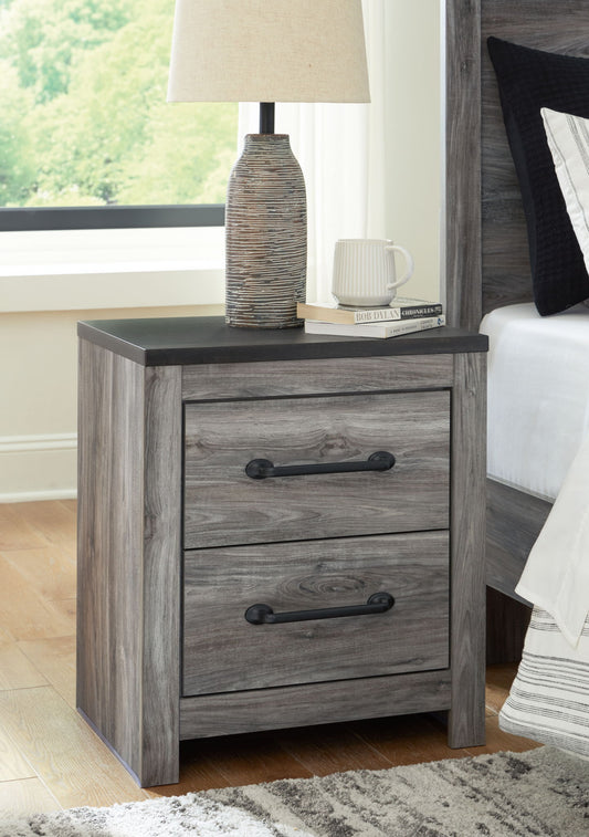 Bronyan - Two Drawer Night Stand - Dark Gray by Ashley – view 2
