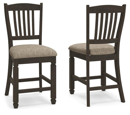 Tyler Creek - Upholstered Barstool (Set of 2) - Black / Grayish Brown by Ashley – Stool Sets