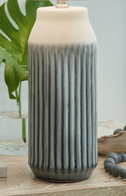 Afener - Ceramic Table Lamp (Set of 2) - Blue / Beige by Ashley – view 3