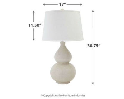 Saffi - Ceramic Table Lamp  - Cream by Ashley – view 3