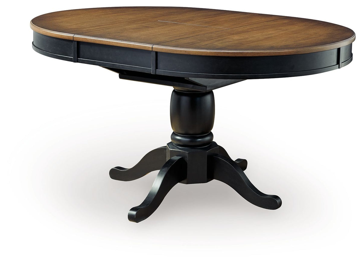 Clorazi - Oval Dining Room Butterfly Extension Table - Black / Brown by Ashley – Dining Tables with Extensions