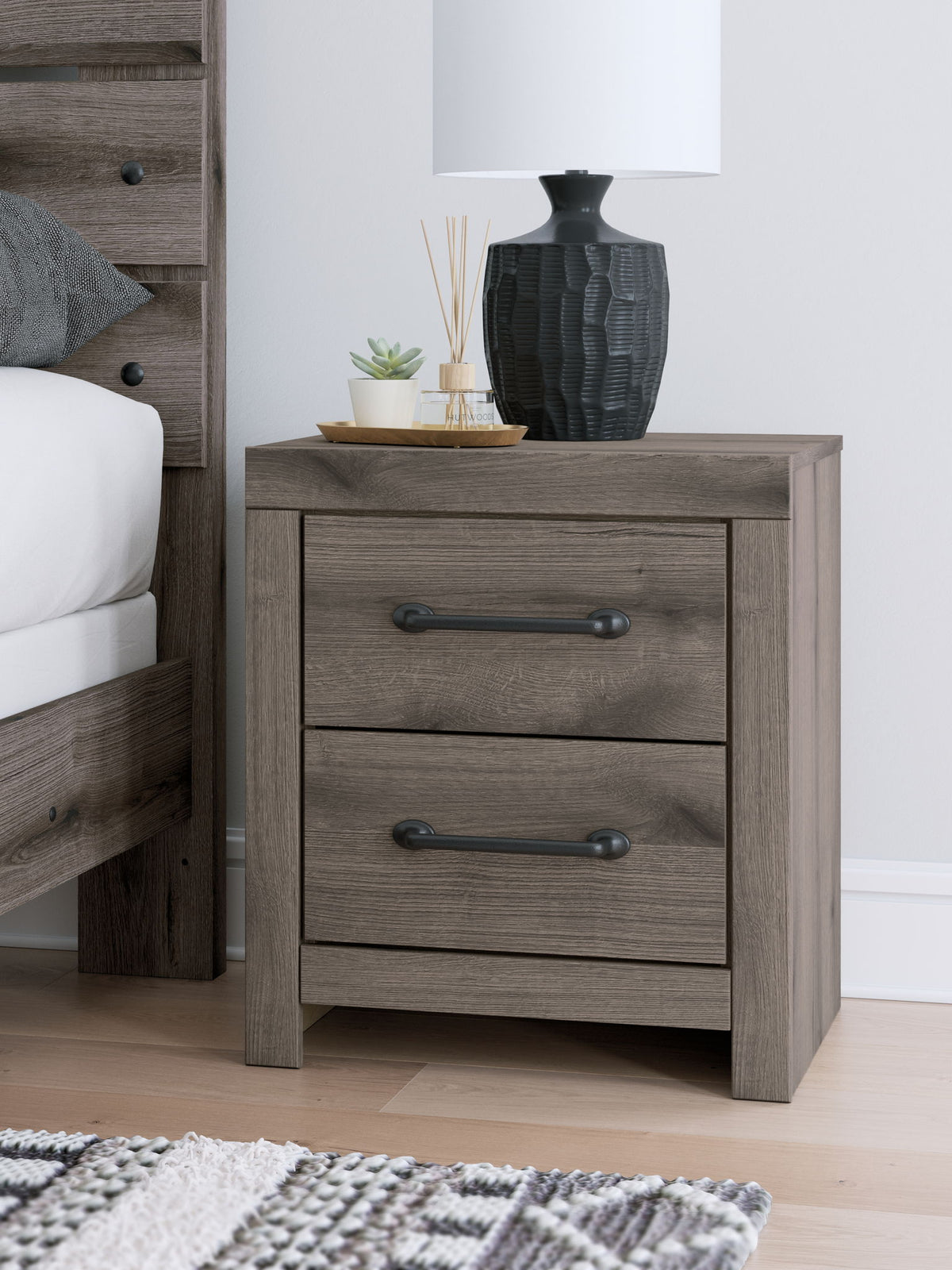 Graystorm - Two Drawer Night Stand - Brown Gray by Ashley – view 3