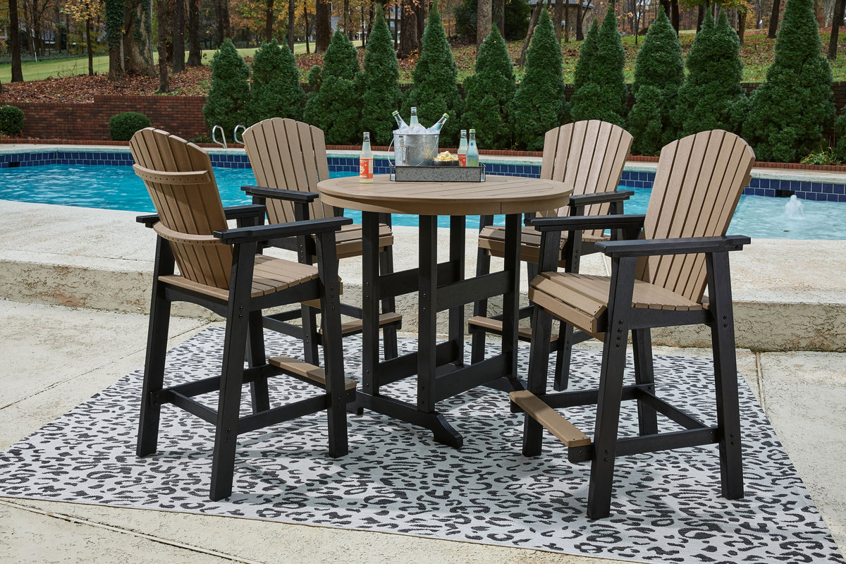 Fairen Trail - 5 Pc. - Dining Set with 4 Chairs - Black / Driftwood by Ashley – 5 Piece Outdoor Sets