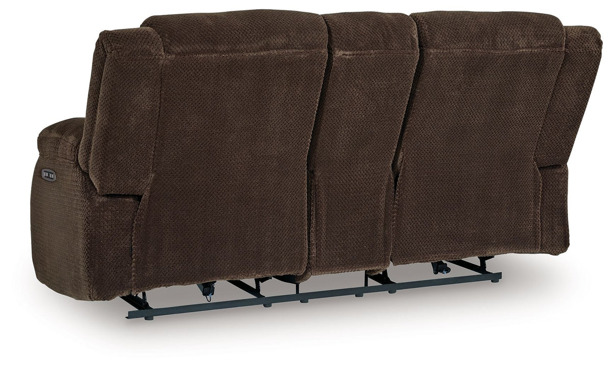 Free Wake - Double Relcining Power Loveseat With Console - Chocolate by Ashley – view 3
