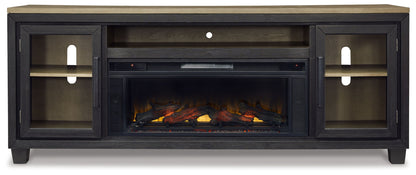 Foyland - 83" TV Stand With Electric Infrared Fireplace Insert - Black / Brown by Ashley – view 3