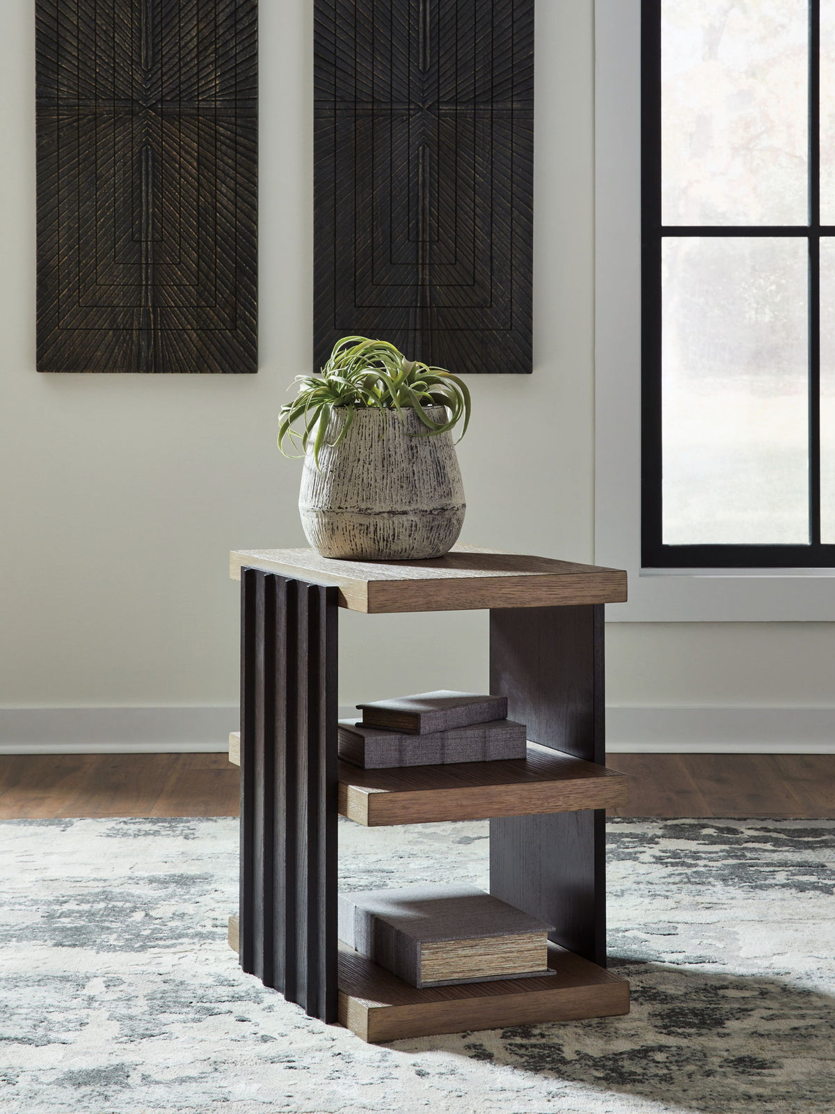 Rylandyn - Rectangular End Table - Black / Light Brown by Ashley – view 2