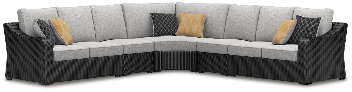 Beachcroft - 5-Piece Outdoor Sectional - Black / Light Gray by Ashley – Stationary Sectionals