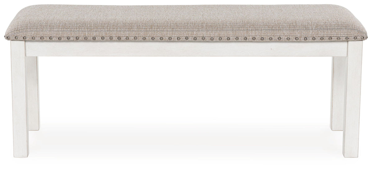 Robbinsdale - Large Upholstered Dining Room Bench - Antique White by Ashley – view 3