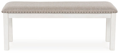 Robbinsdale - Large Upholstered Dining Room Bench - Antique White by Ashley – view 3