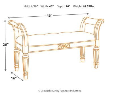 Realyn - Accent Bench - Antique White by Ashley – view 4