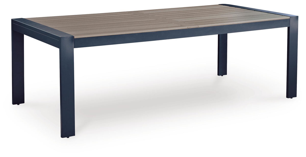 East Beach - Rectangular Dining Table With Umbrella Option - Blue by Ashley – Dining Tables