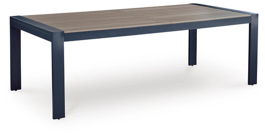 East Beach - Rectangular Dining Table With Umbrella Option - Blue by Ashley – Dining Tables