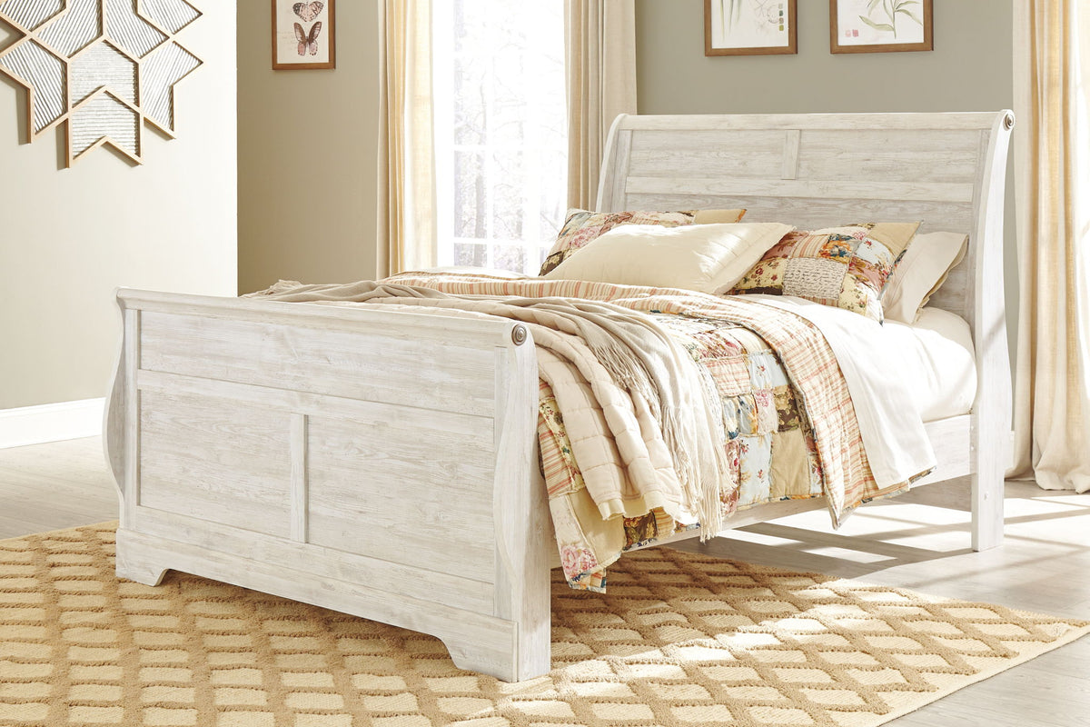 Willowton - Queen Sleigh Bed - Whitewash by Ashley – view 2