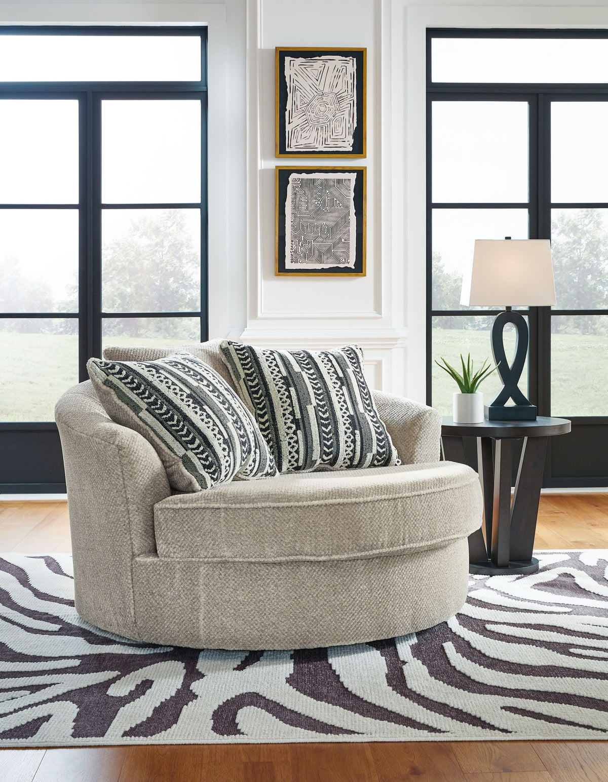 Calnita - Oversized Swivel Accent Chair - Sisal – view 2