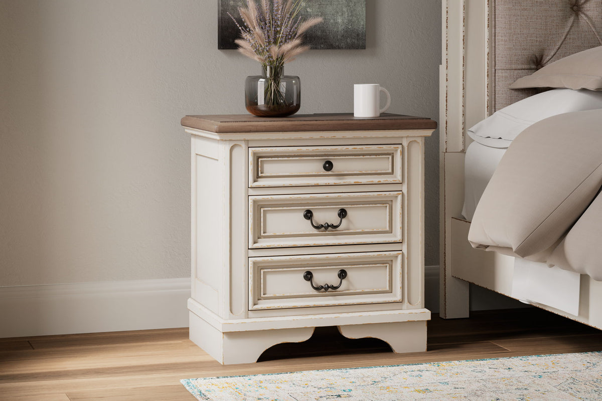 Realyn - Three Drawer Night Stand - White / Brown / Beige by Ashley – view 3