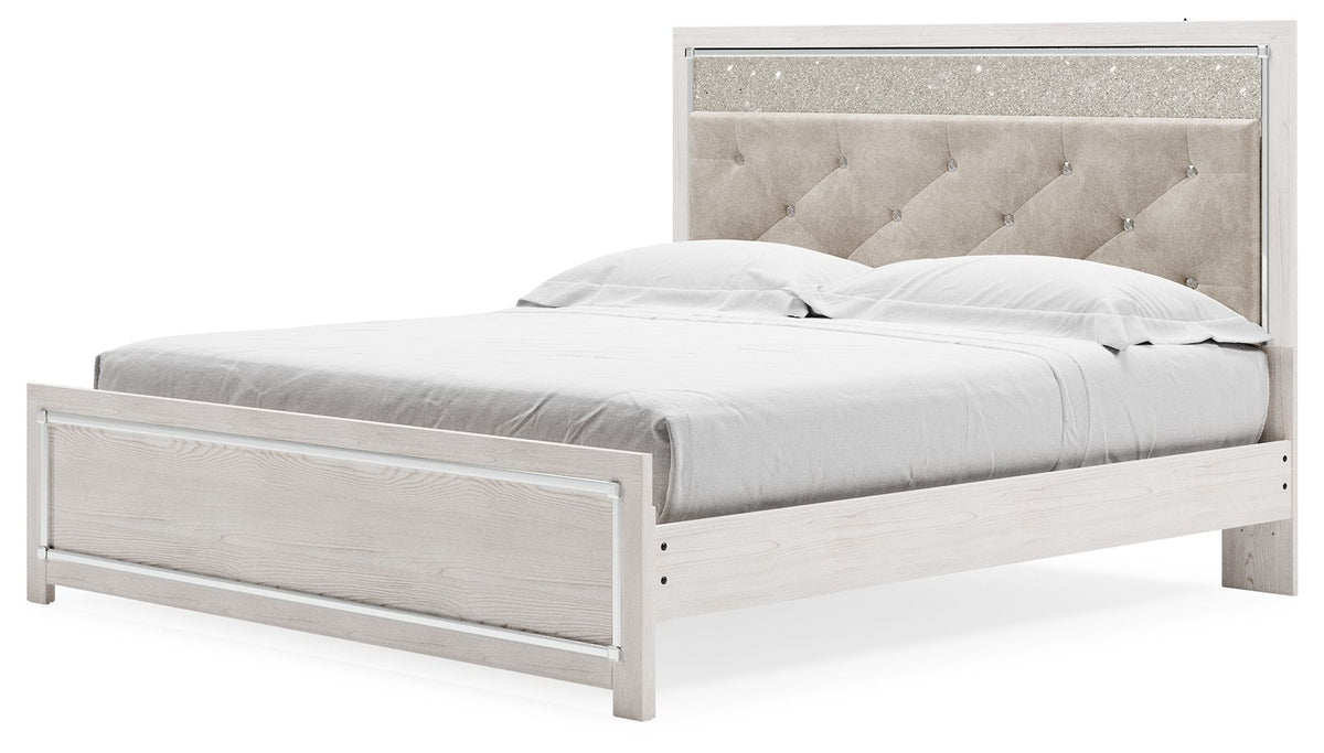 Altyra - King Panel Bed With Upholstered Headboard - White by Ashley – view 3