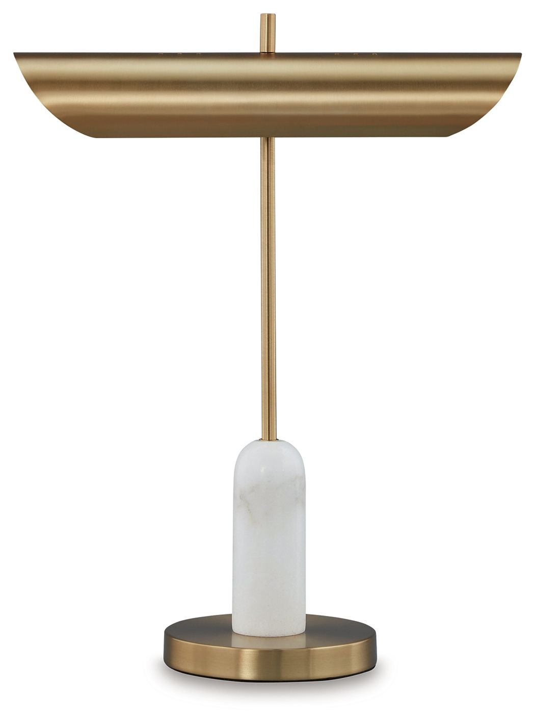 Rowleigh - Marble Desk Lamp - Gold Finish / White by Ashley – Table Lamps