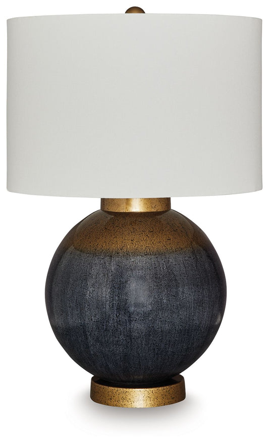 Adara - Metal Table Lamp - Blue / Gold Finish by Ashley – Table Lamps