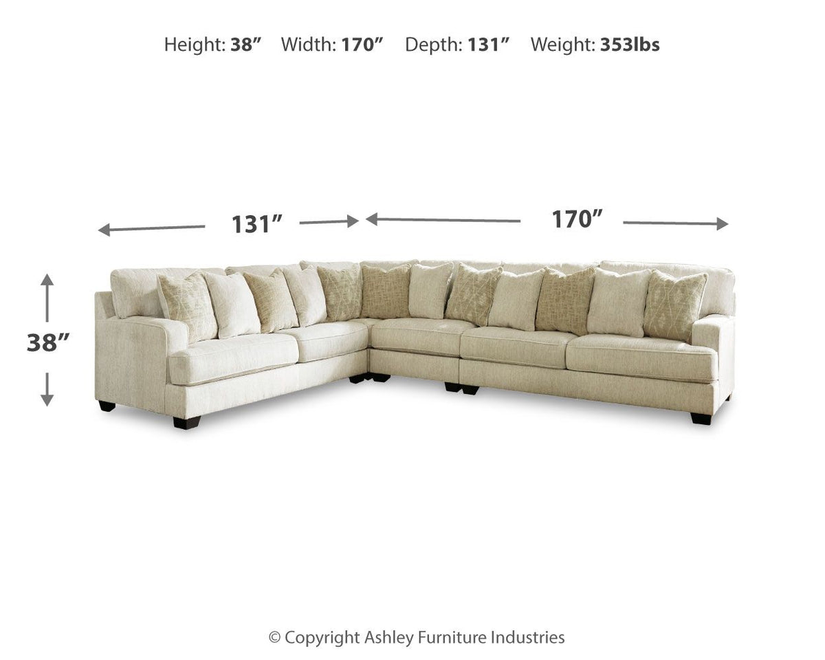 Rawcliffe - Left Arm Facing Sofa 4 Pc Sectional - Parchment by Ashley – view 3
