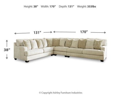 Rawcliffe - Left Arm Facing Sofa 4 Pc Sectional - Parchment by Ashley – view 3