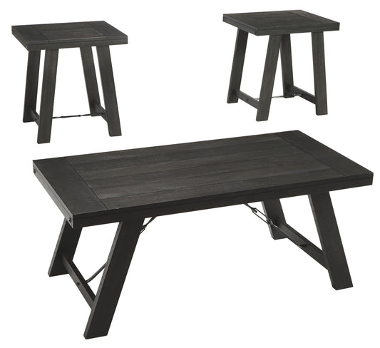 Noorbrook - Occasional Table Set (Set of 3) - Black / Pewter by Ashley – Table Sets