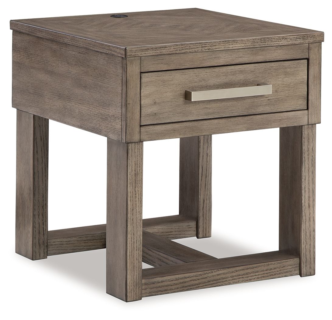 Loyaska - Rectangular End Table - Grayish Brown by Ashley – End Tables
