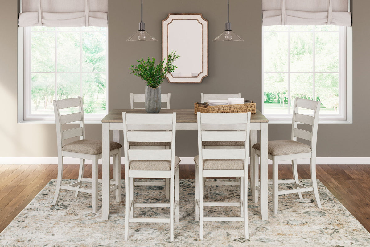 Skempton - Counter Height Dining Table and Bar Stools (Set of 7) - White / Light Brown by Ashley – view 4