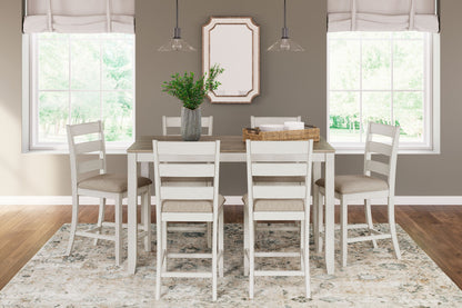 Skempton - Counter Height Dining Table and Bar Stools (Set of 7) - White / Light Brown by Ashley – view 4