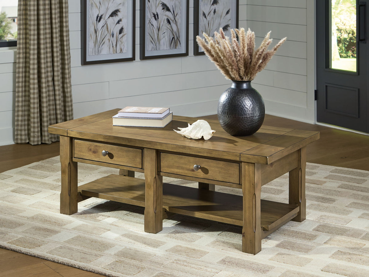 Vandenmore - Rectangular Cocktail Table - Medium Brown by Ashley – view 2