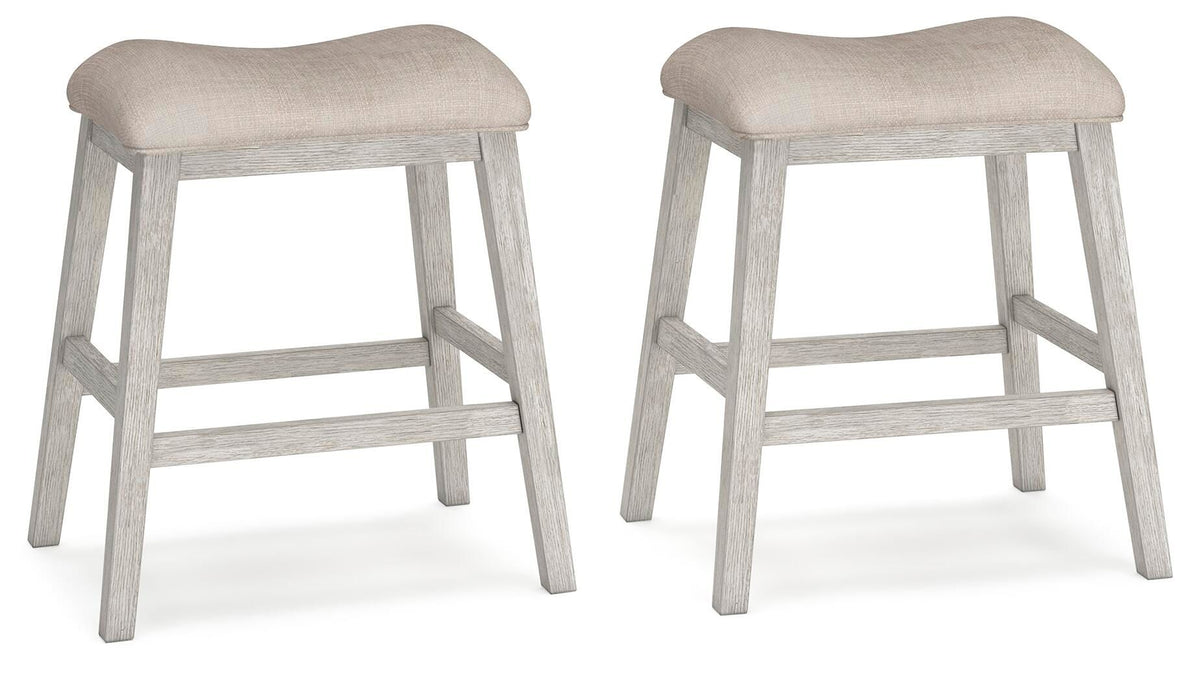 Skempton - Upholstered Stool (Set of 2) - White by Ashley – Stool Sets