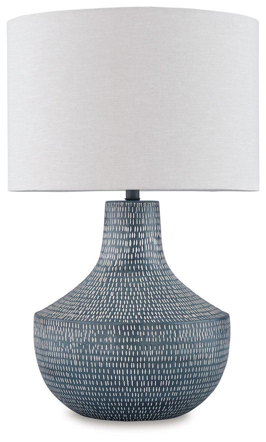 Schylarmont - Metal Table Lamp - Antique Gray / White by Ashley – Table Lamps