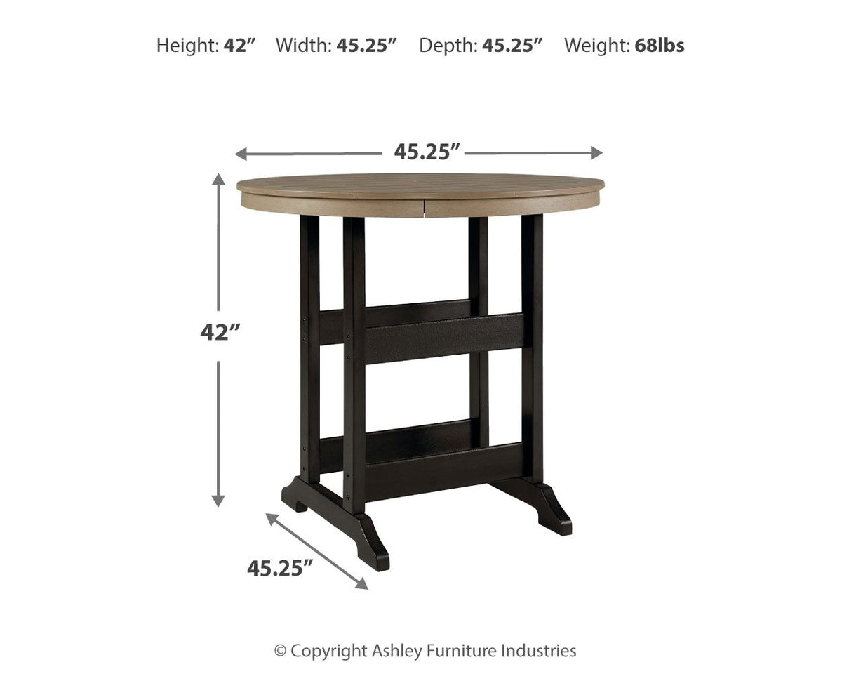 Fairen Trail - Round Bar Table w/Umb OPT - Black / Driftwood by Ashley – view 2