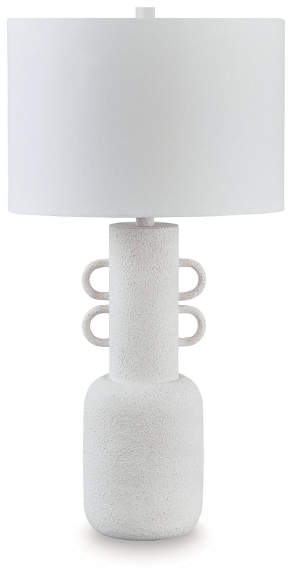 Perringhill - Metal Table Lamp - Distressed White by Ashley – Table Lamps